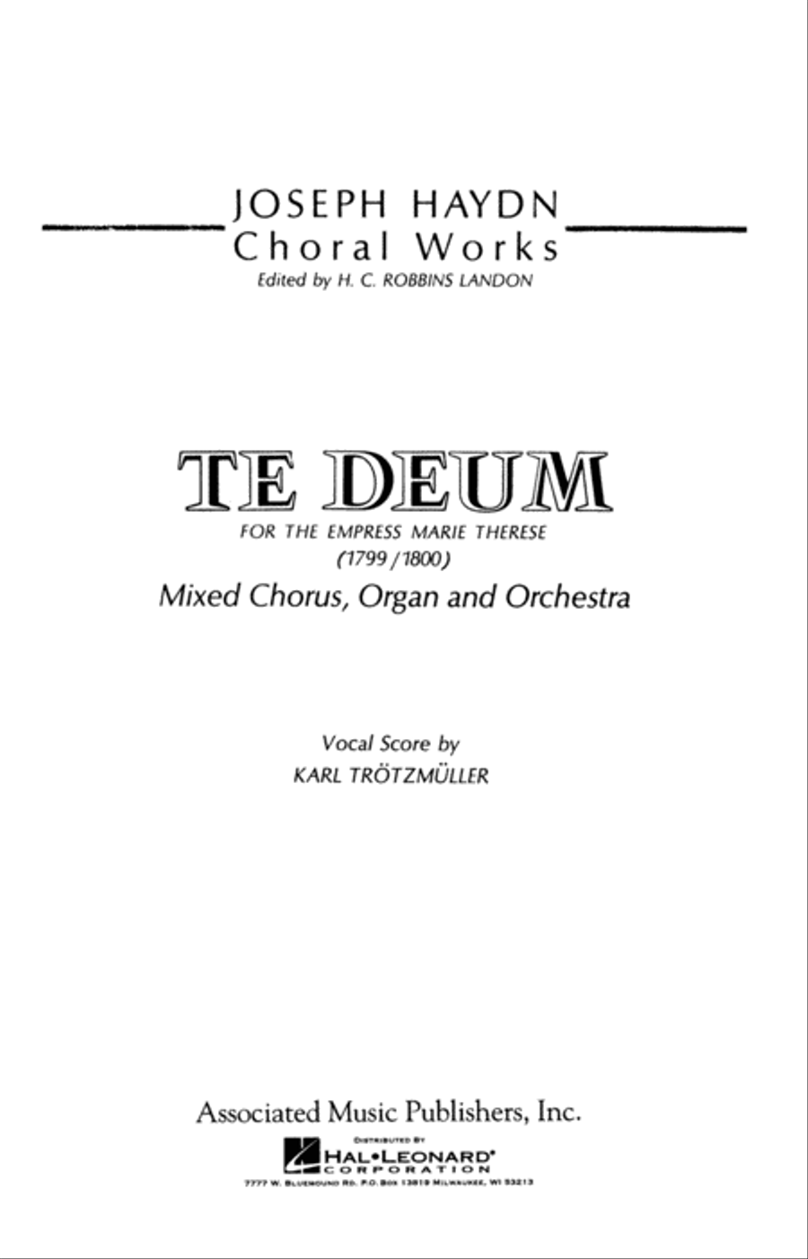 Te Deum for the Empress Maria Therese 4-Part scores gallery preview page 1