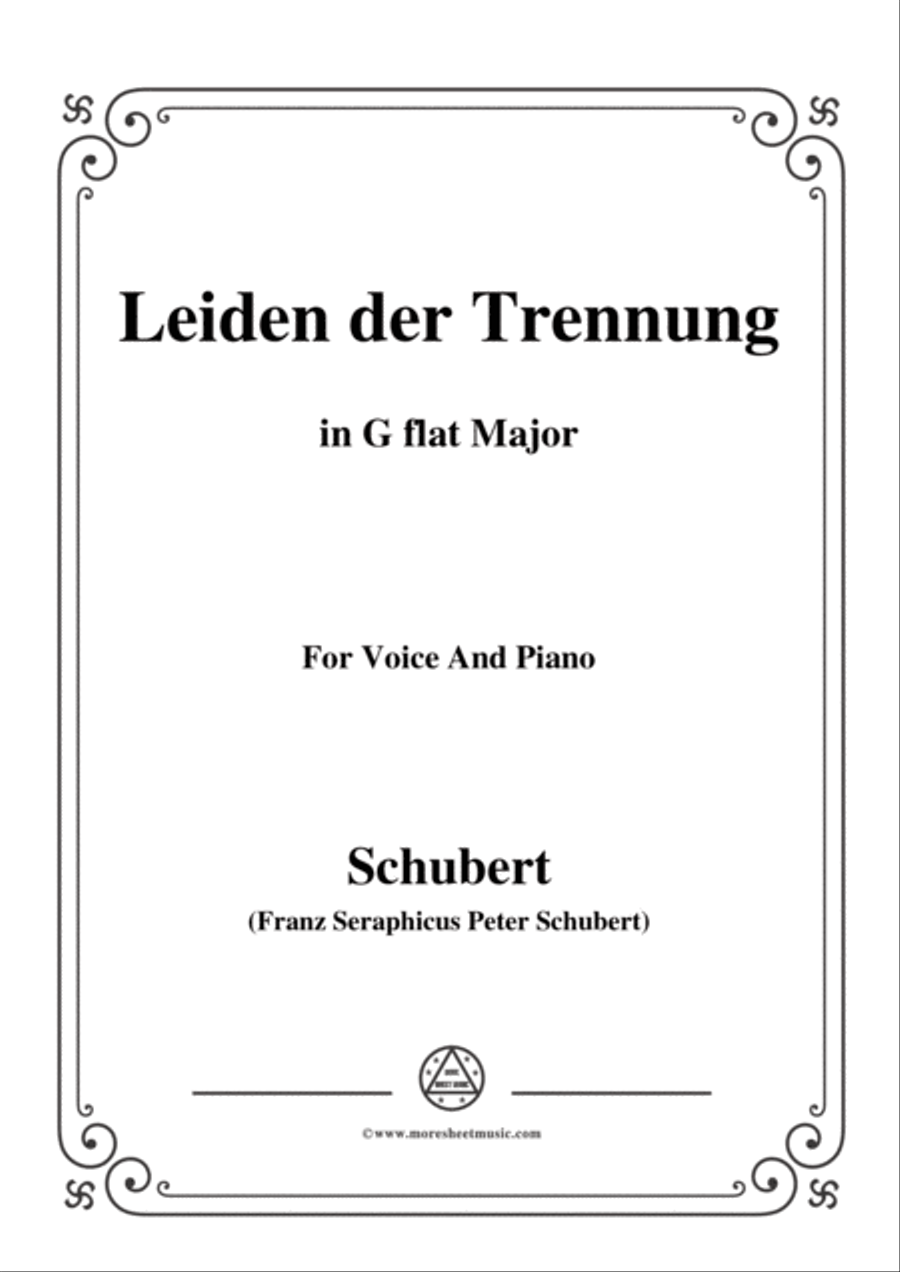 Schubert-Leiden der Trennung,in G flat Major,for Voice&Piano Voice scores gallery preview page 1