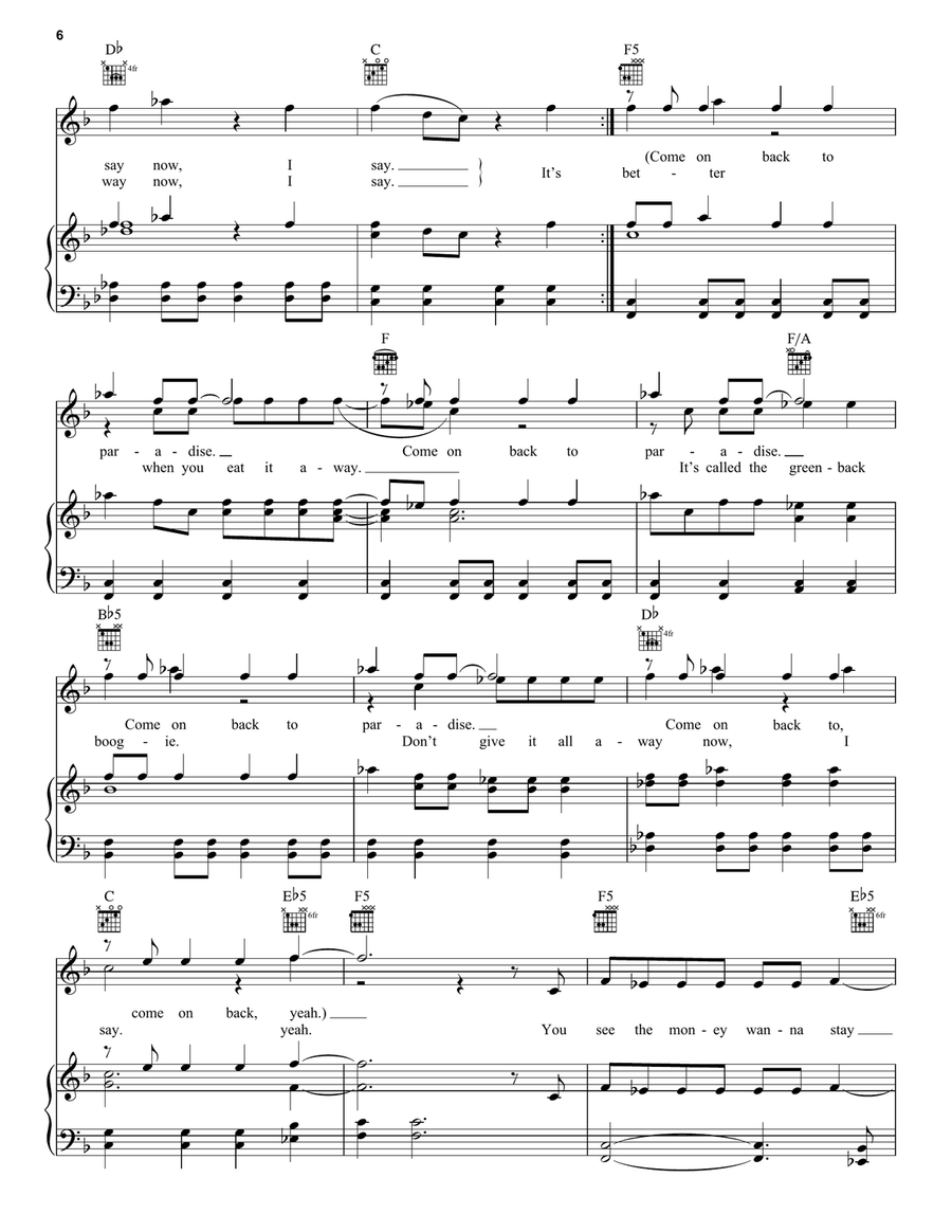 Greenback Boogie (Theme from Suits) Piano, Vocal, Guitar scores gallery preview page 6
