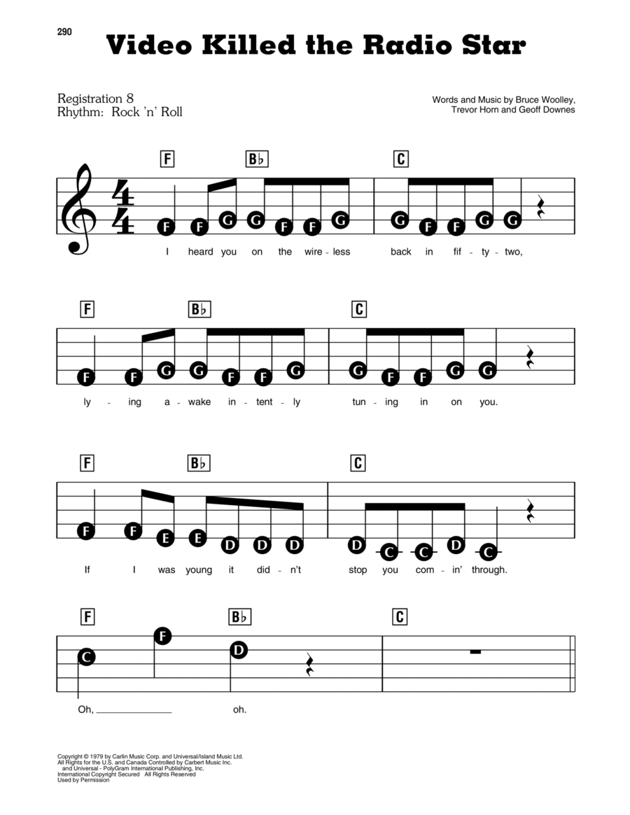 Video Killed The Radio Star Electronic Keyboard scores gallery preview page 1