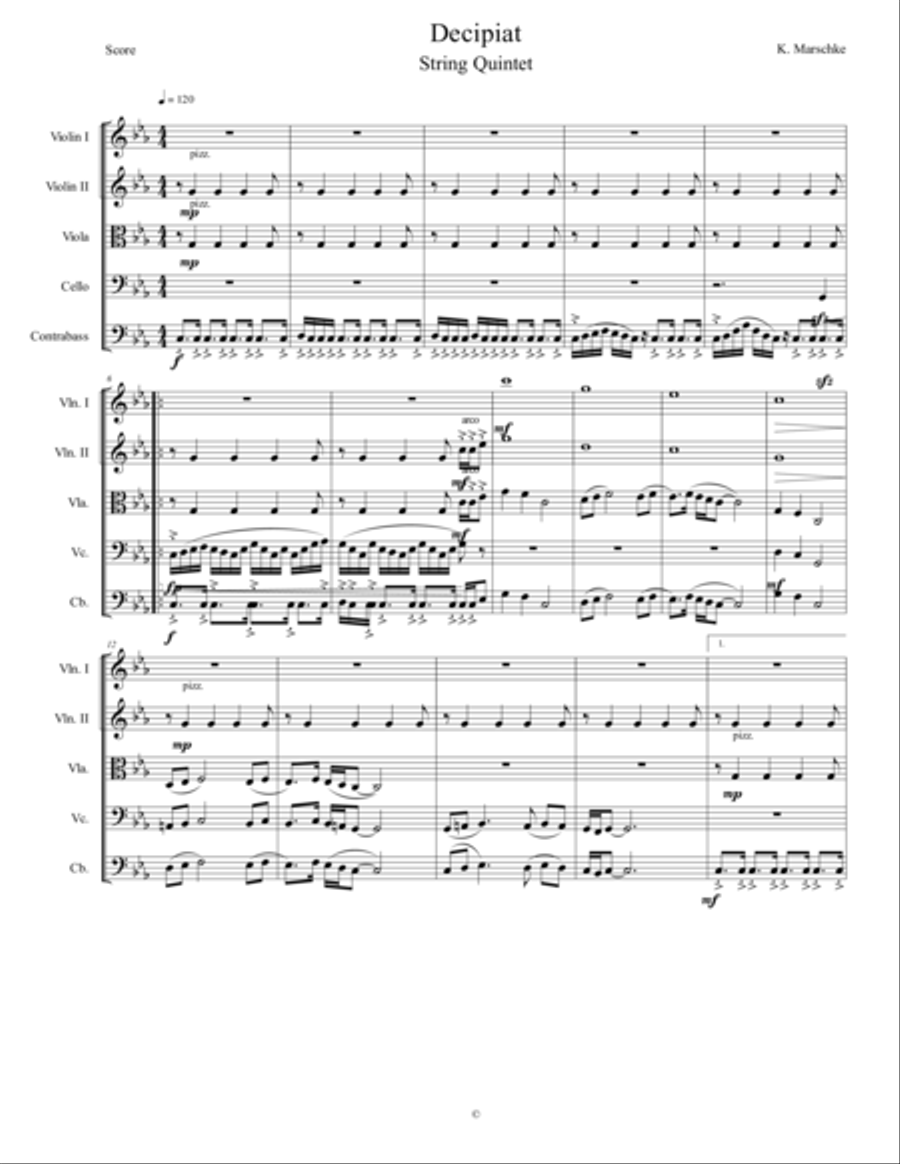 Op. 28 - Decipiat for String Quintet String Quartet scores gallery preview page 1