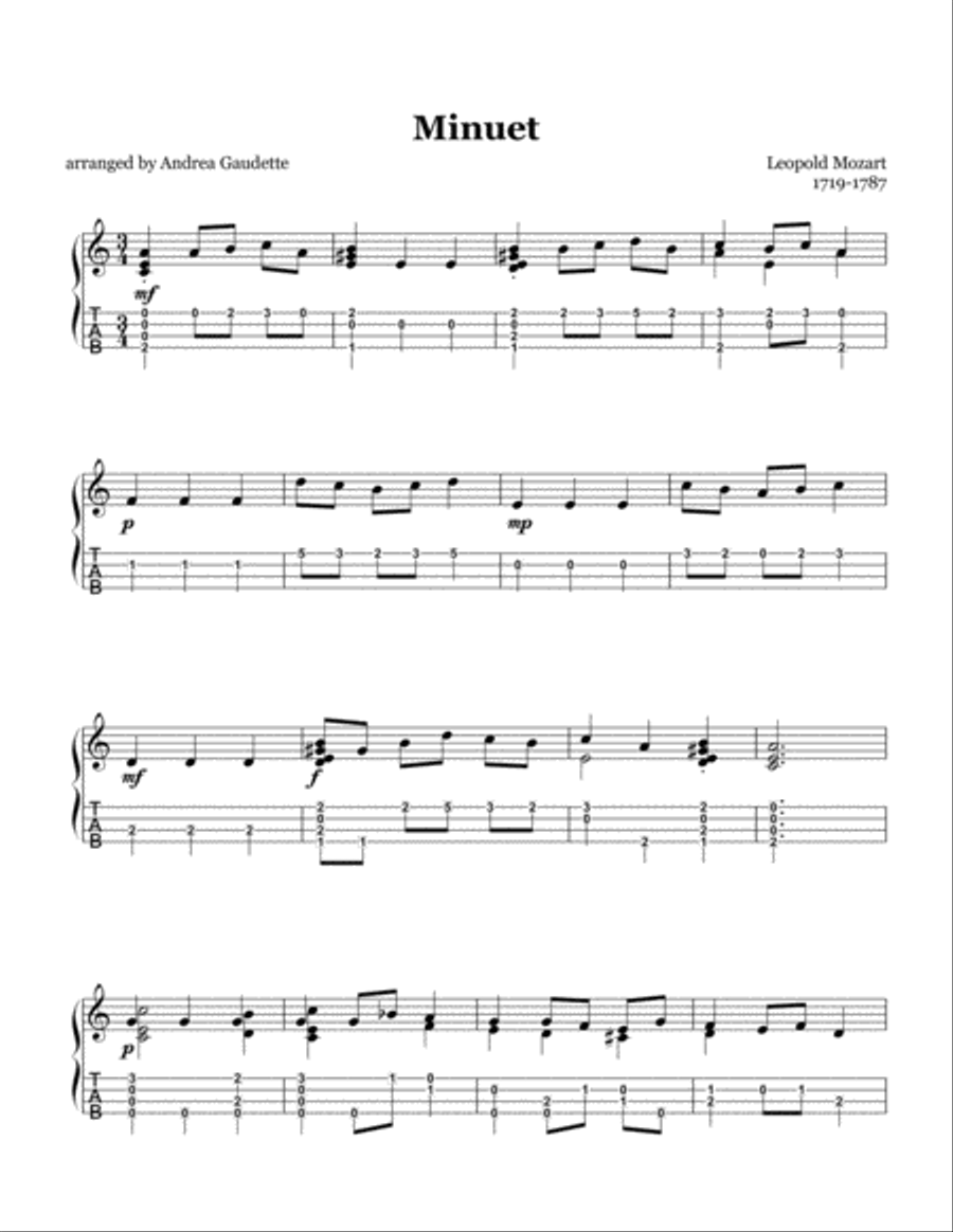 Minuet Ukulele scores gallery preview page 1