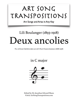 Book cover for BOULANGER: Deux ancolies (transposed to C major)