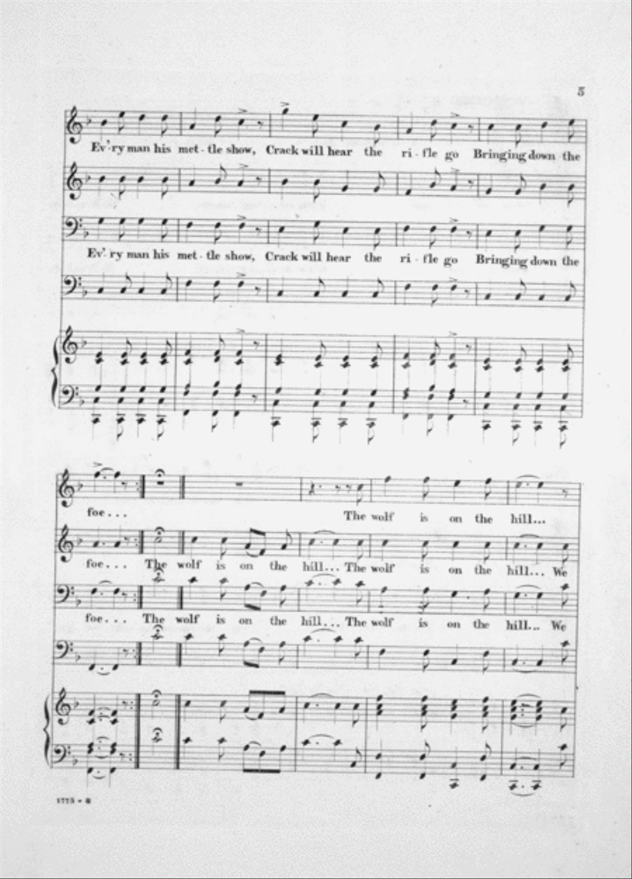 The Wolf is on the Hill. A Hunting Quartette for Male Voices Voice scores gallery preview page 5