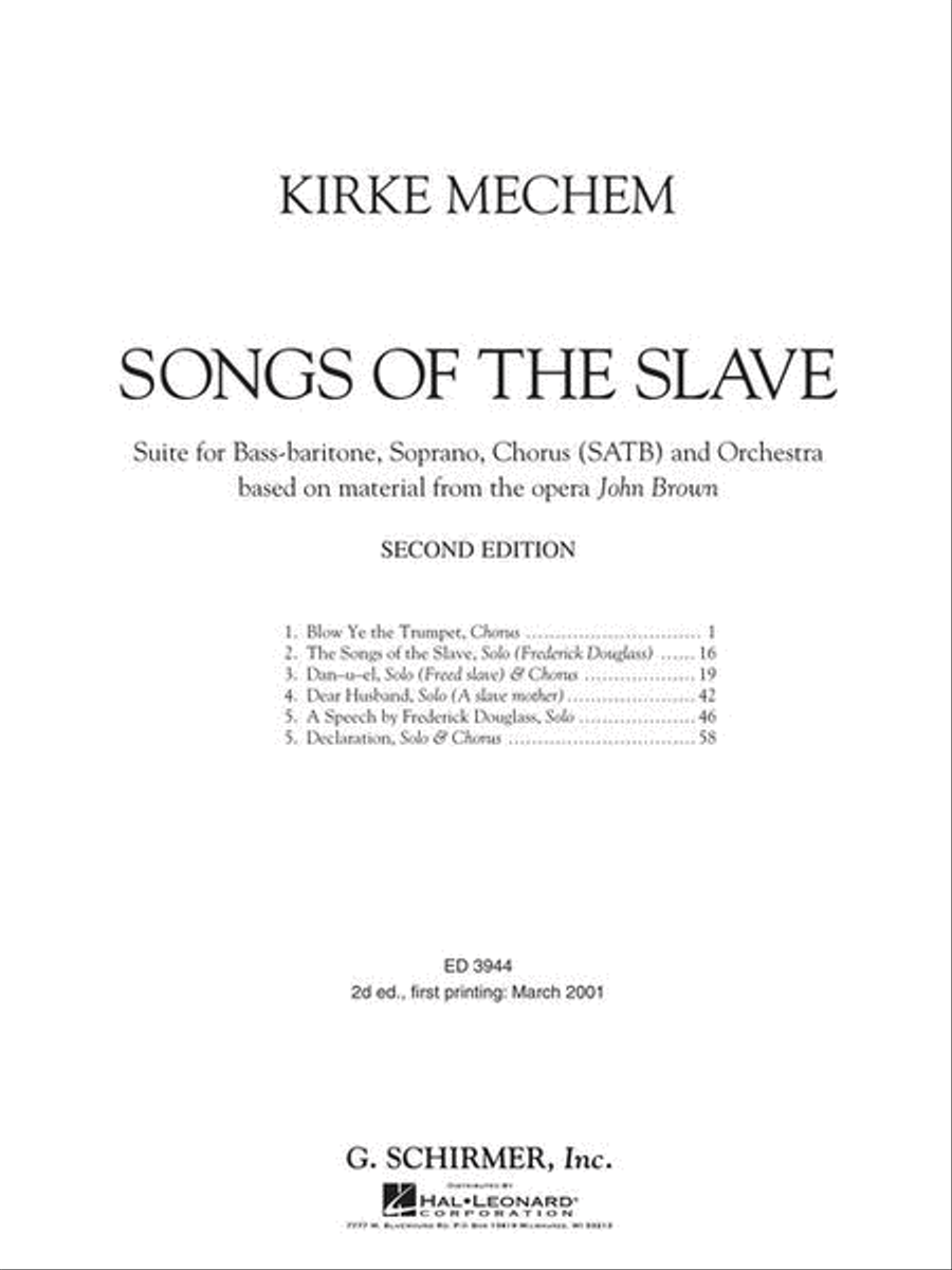 Kirke Mechem – Songs of the Slave