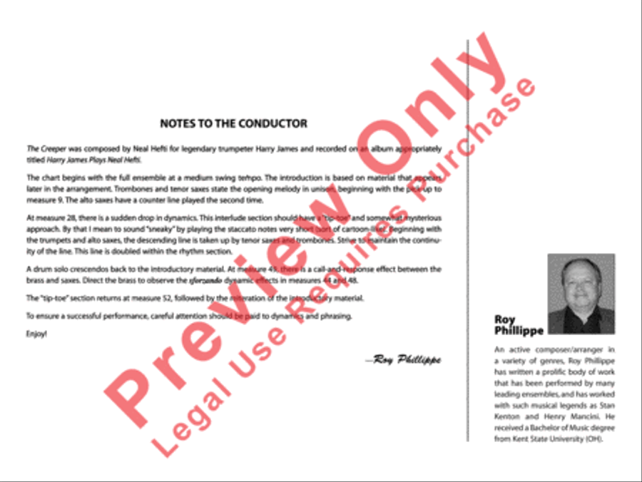 The Creeper (score only) Jazz Ensemble scores gallery preview page 3