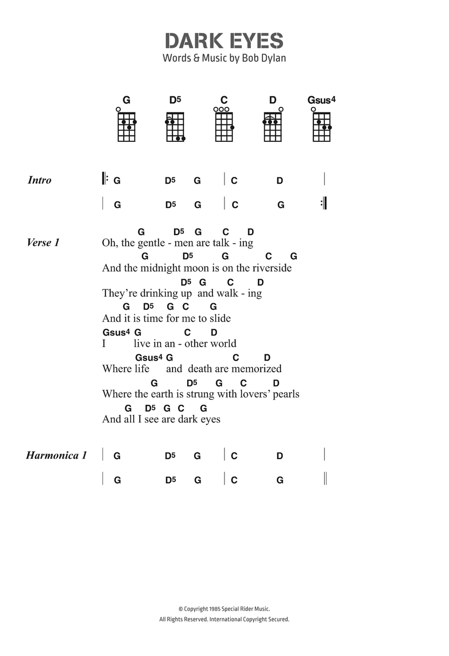 Dark Eyes Piano, Vocal, Guitar scores gallery preview page 1