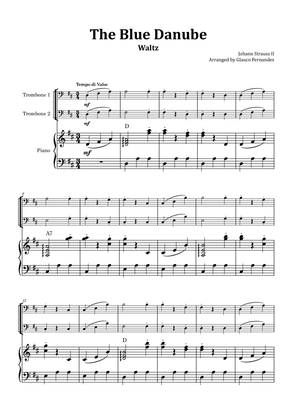 The Blue Danube - Trombone Duet with Piano and Chord Notations