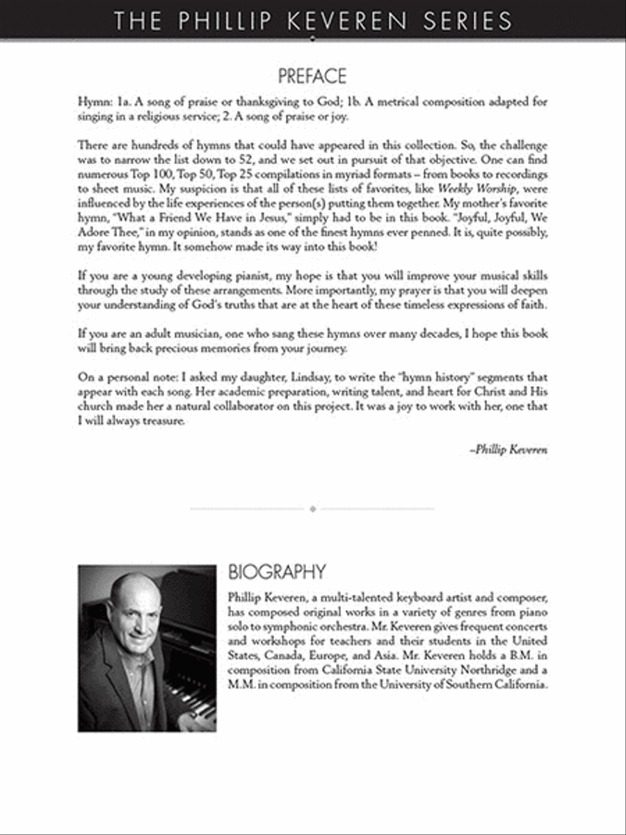 Weekly Worship – 52 Hymns for a Year of Praise Easy Piano scores gallery preview page 2