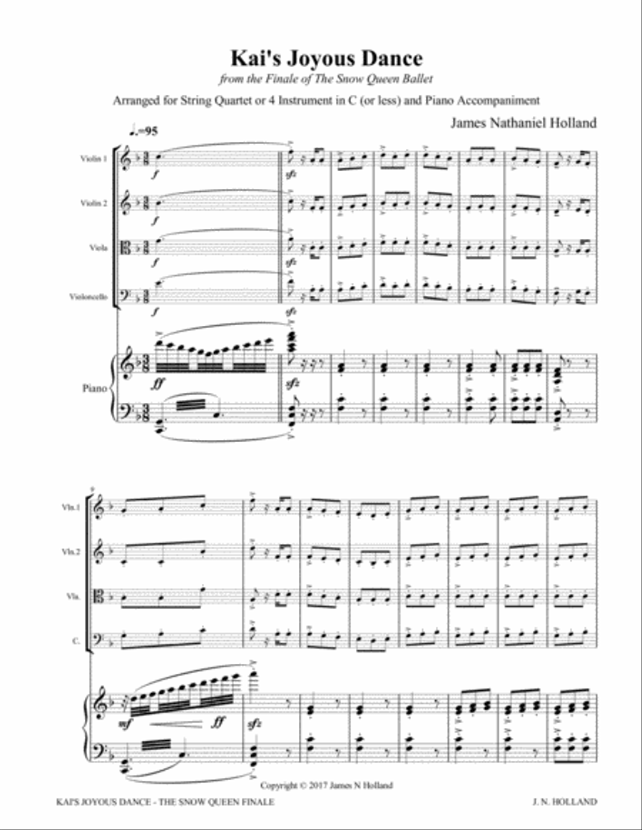 Kai's Joyous Dance: From the The Snow Queen Ballet, Arranged for C Instruments Quartet (or Less) and Trombone Duet scores gallery preview page 5