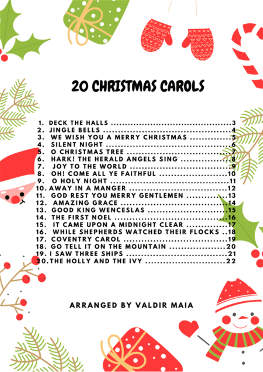 20 Christmas Carols (+ CHORDS) - For any C instrument C Instrument scores gallery preview page 2