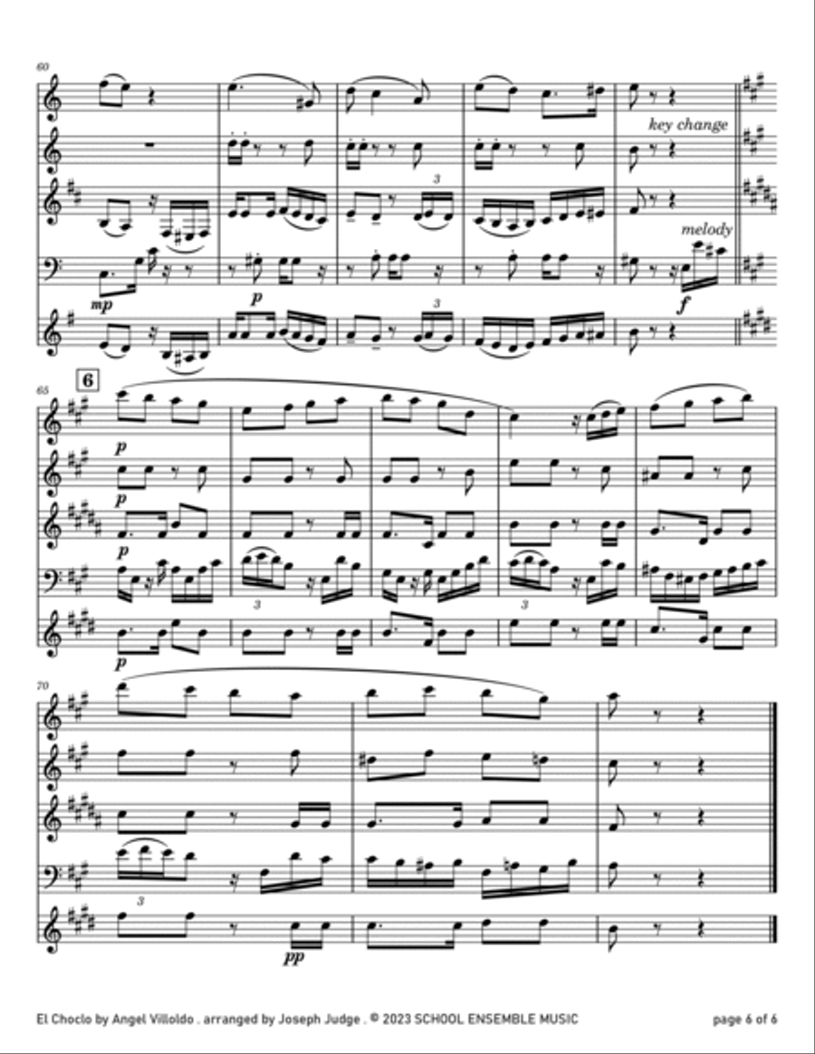 El Choclo by Villoldo for Woodwind Quartet in Schools Woodwind Quartet scores gallery preview page 6