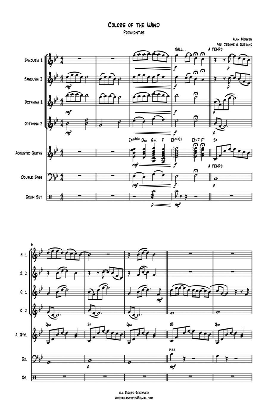 Colors Of The Wind Small Ensemble scores gallery preview page 1