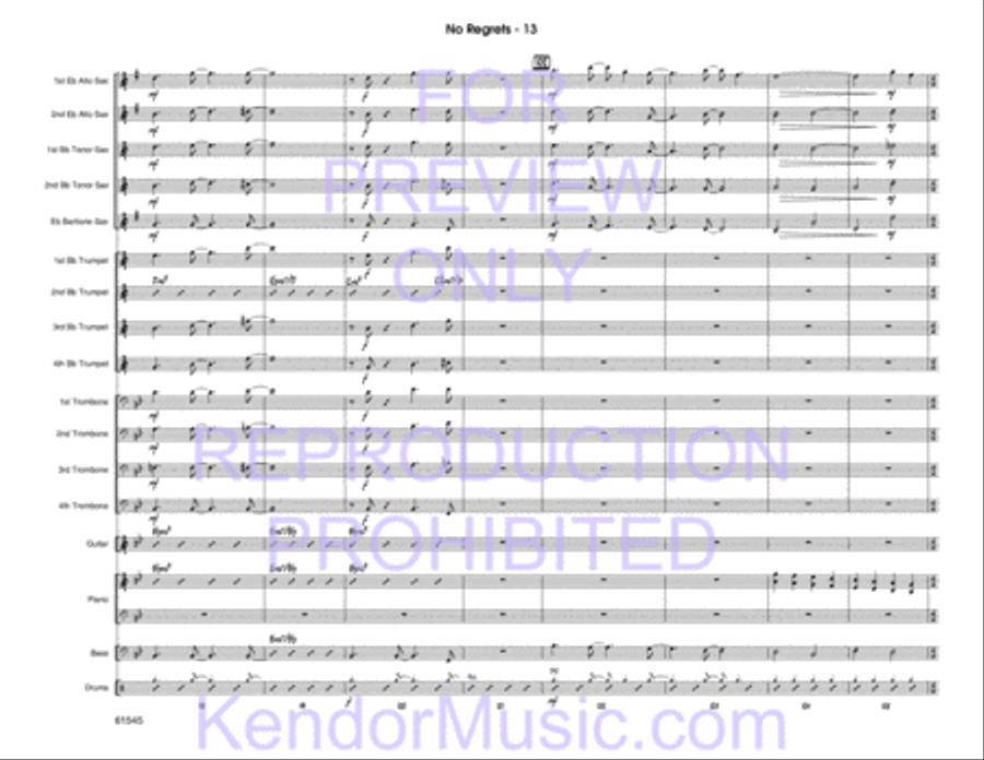 No Regrets (Full Score) Jazz Ensemble scores gallery preview page 14