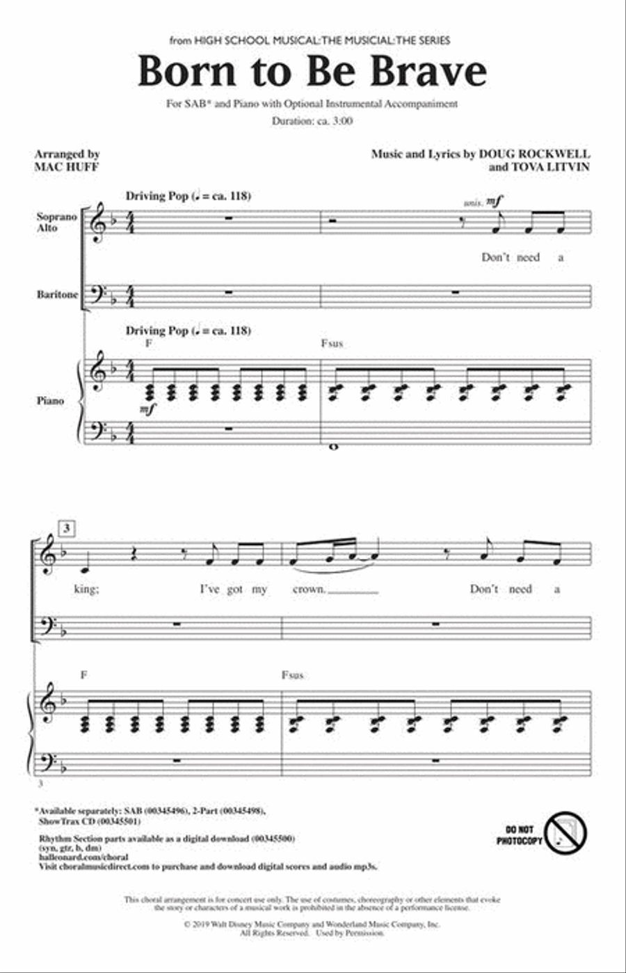 Born to Be Brave 3-Part scores gallery preview page 3