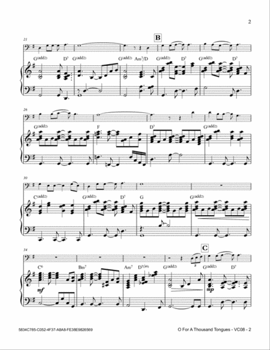 O For A Thousand Tongues Piano scores gallery preview page 3