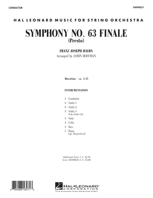 Book cover for Symphony No. 63 Finale (Presto) - Full Score