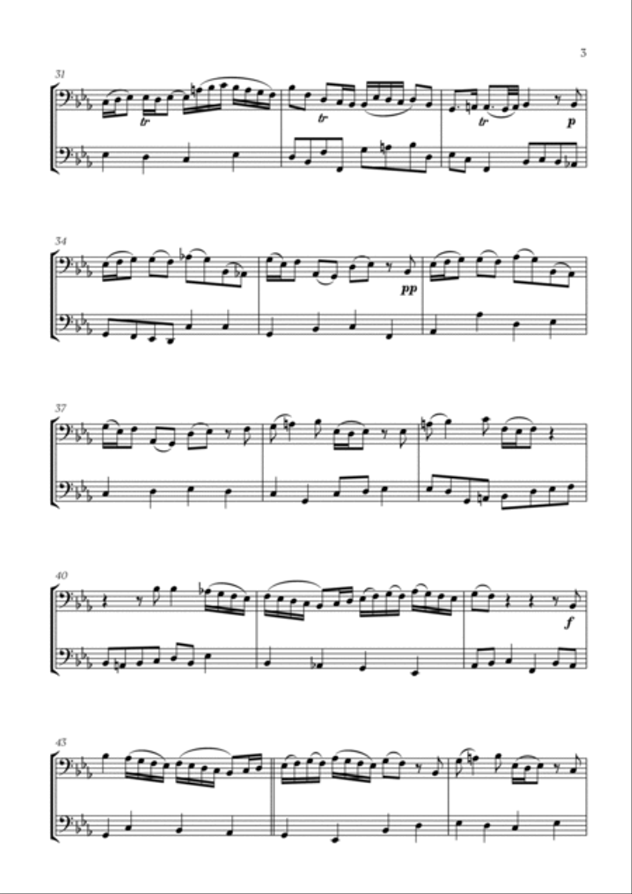 Johann Sebastian Bach - Wachet auf, ruft uns die Stimme (for Trombone and Bassoon) Trombone Duet scores gallery preview page 3