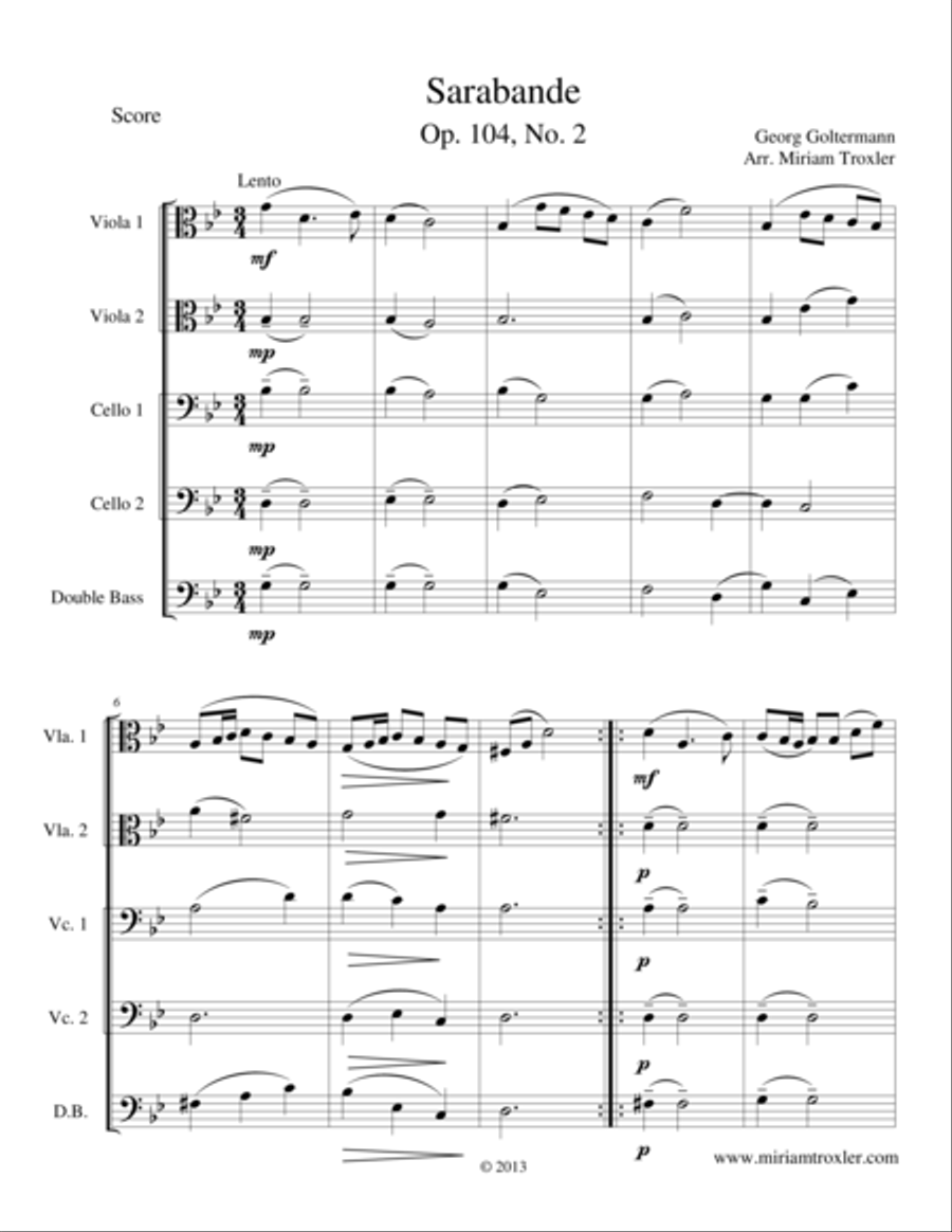 Sarabande Sarabande String Quintet scores gallery preview page 1