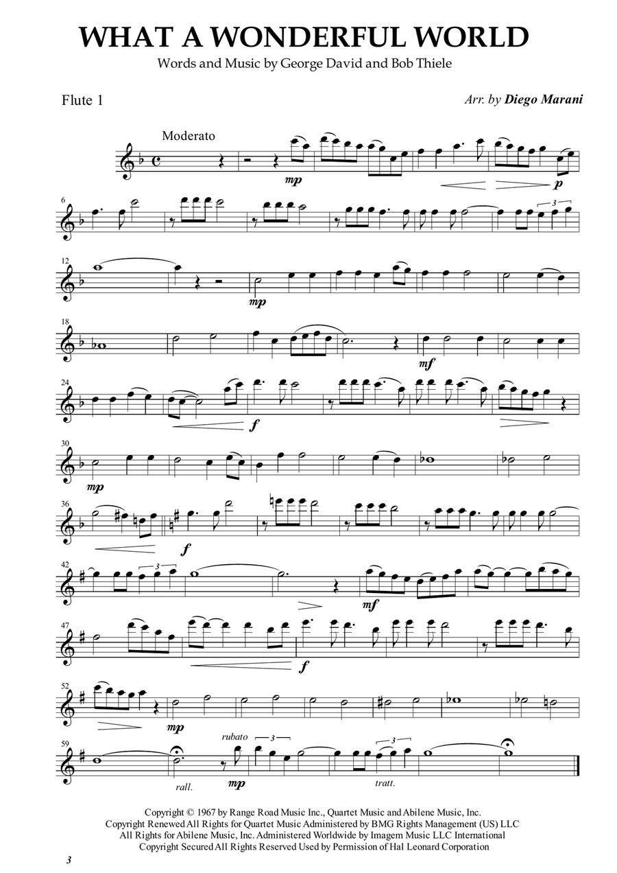 What A Wonderful World Woodwind Quartet scores gallery preview page 1