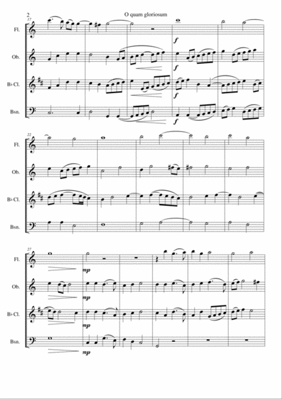 O quam gloriosum (Oh how glorious) for wind quartet O quam gloriosum (Oh how glorious) for wind quartet Woodwind Quartet scores gallery preview page 2