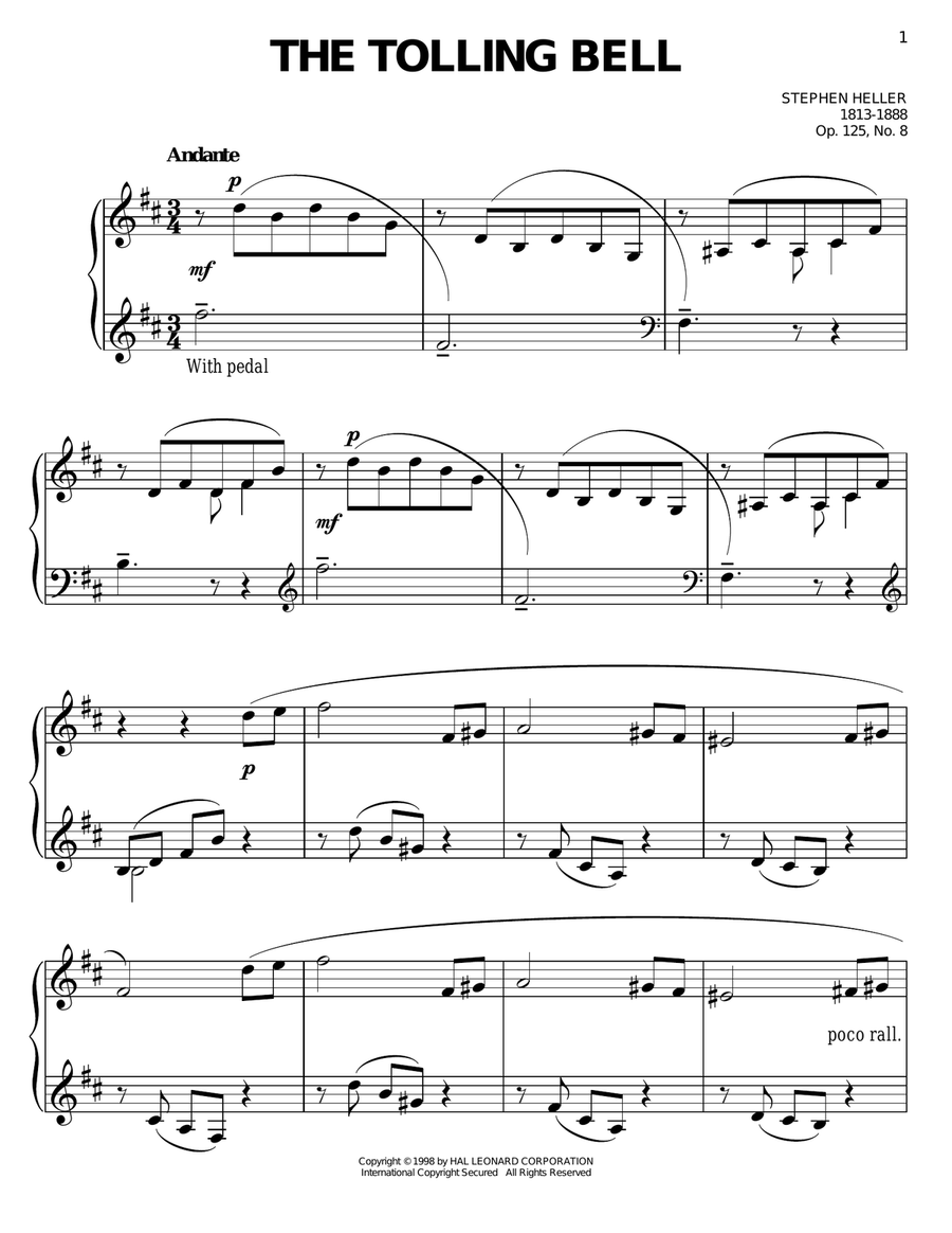 The Tolling Bell, Op. 125, No. 8 Easy Piano scores gallery preview page 1