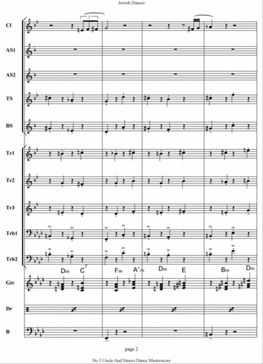 Jewish Dances. No.3, Uncle And Nieces Dance. Concert Band scores gallery preview page 2
