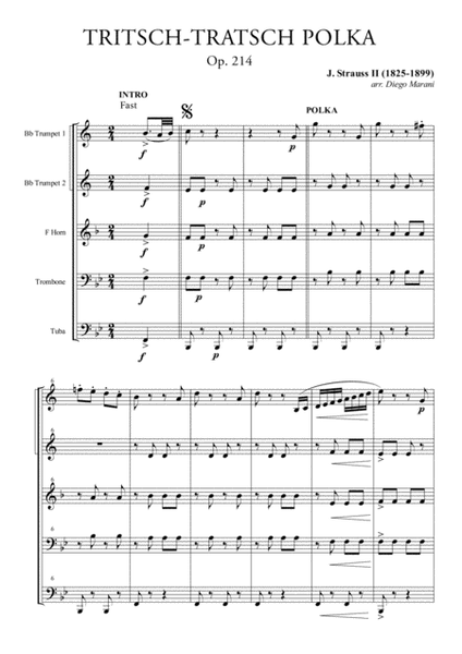 Tritsch-Tratsch Polka for Brass Quintet