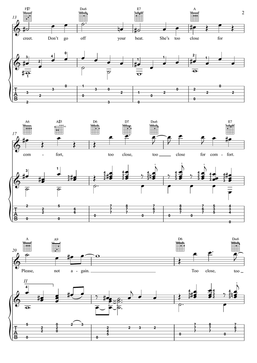 Too Close For Comfort Acoustic Guitar scores gallery preview page 2
