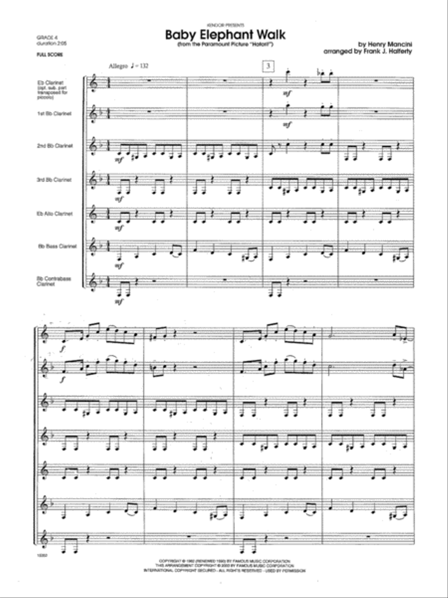Baby Elephant Walk (From The Paramount Picture) Clarinet Choir scores gallery preview page 2