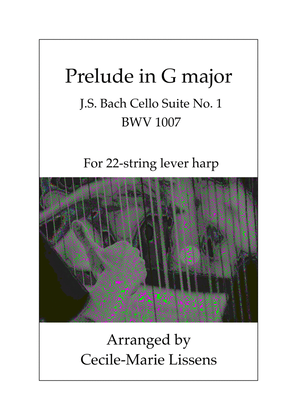 Book cover for Prelude in G - Johann Sebastian Bach for 22-string harp