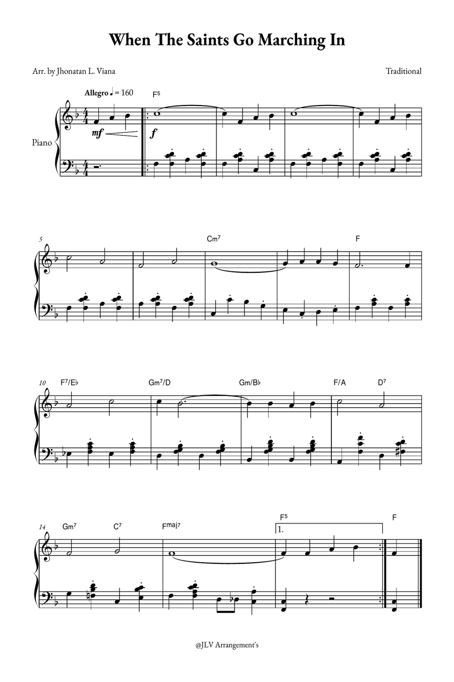 When The Saints Go Marching In Easy Piano scores gallery preview page 1