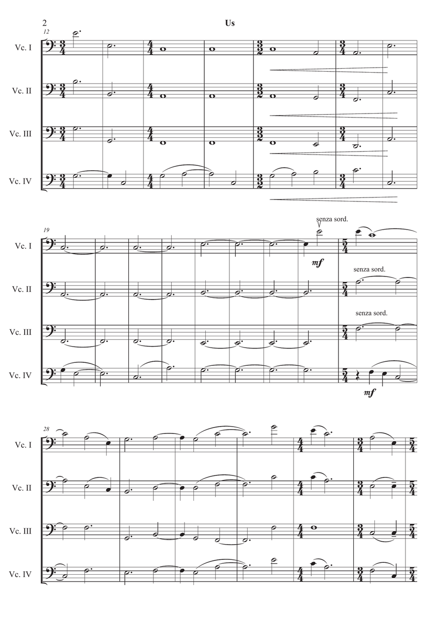 Us for Cello Quartet Cello scores gallery preview page 2