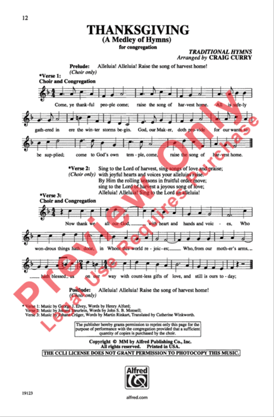 Thanksgiving (A Medley of Hymns) 4-Part scores gallery preview page 12