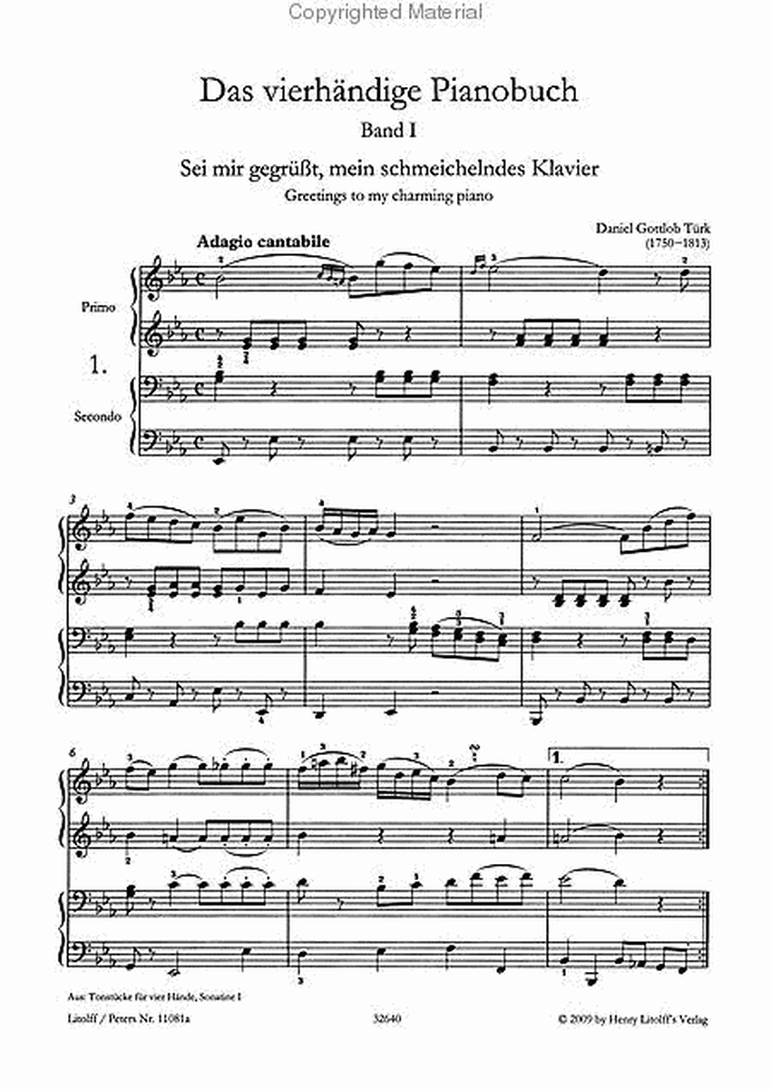 "Das vierhandige Pianobuch, Band 1 - Klaviermusik fur Neugierige- (Originalkompositionen von Daniel Gottlob Turk bis Wolfgang Rihm)"
