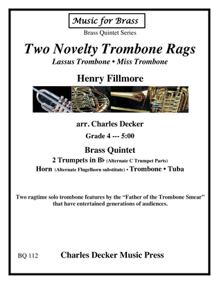 Lassus and Miss Trombone Novelty Rags for Brass Quintet