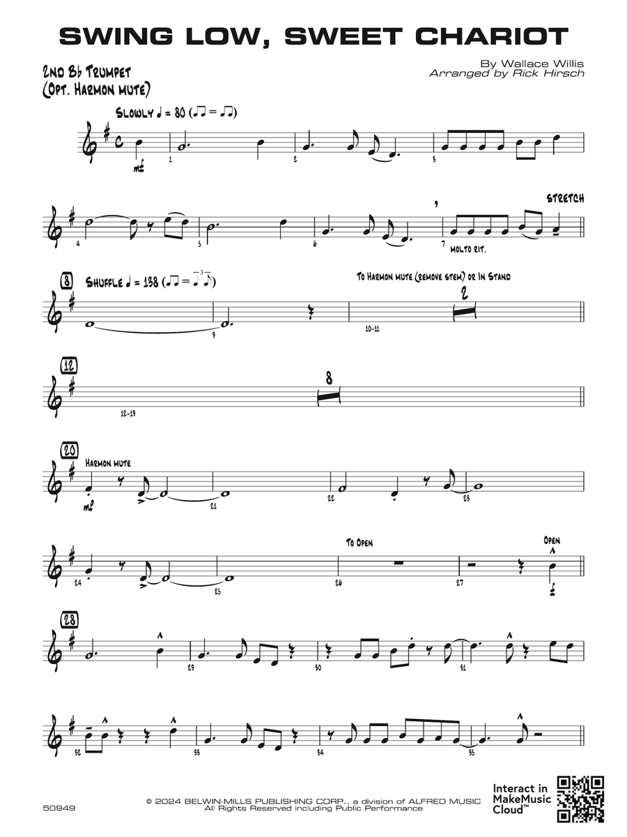 Swing Low, Sweet Chariot: 2nd B-flat Trumpet B-Flat Trumpet scores gallery preview page 1