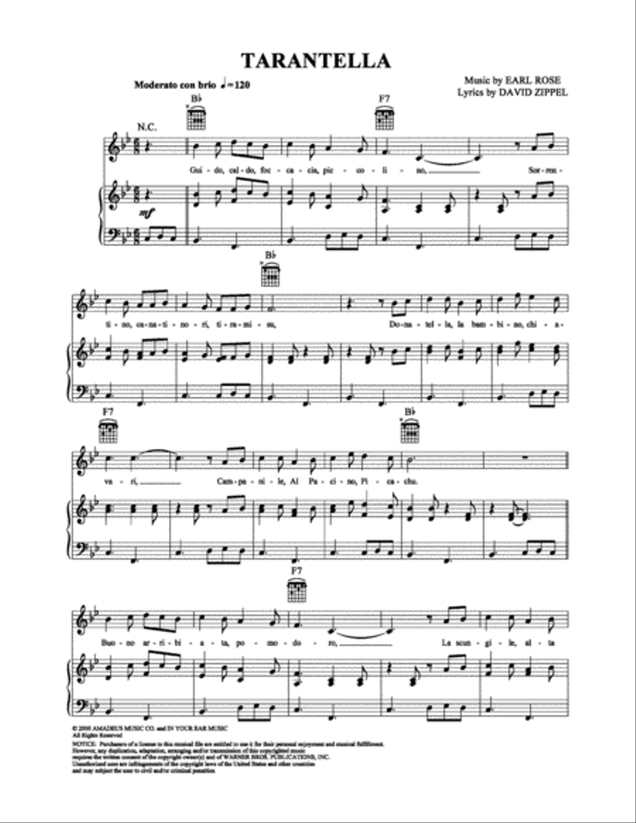 Tarantella Piano, Vocal, Guitar scores gallery preview page 1