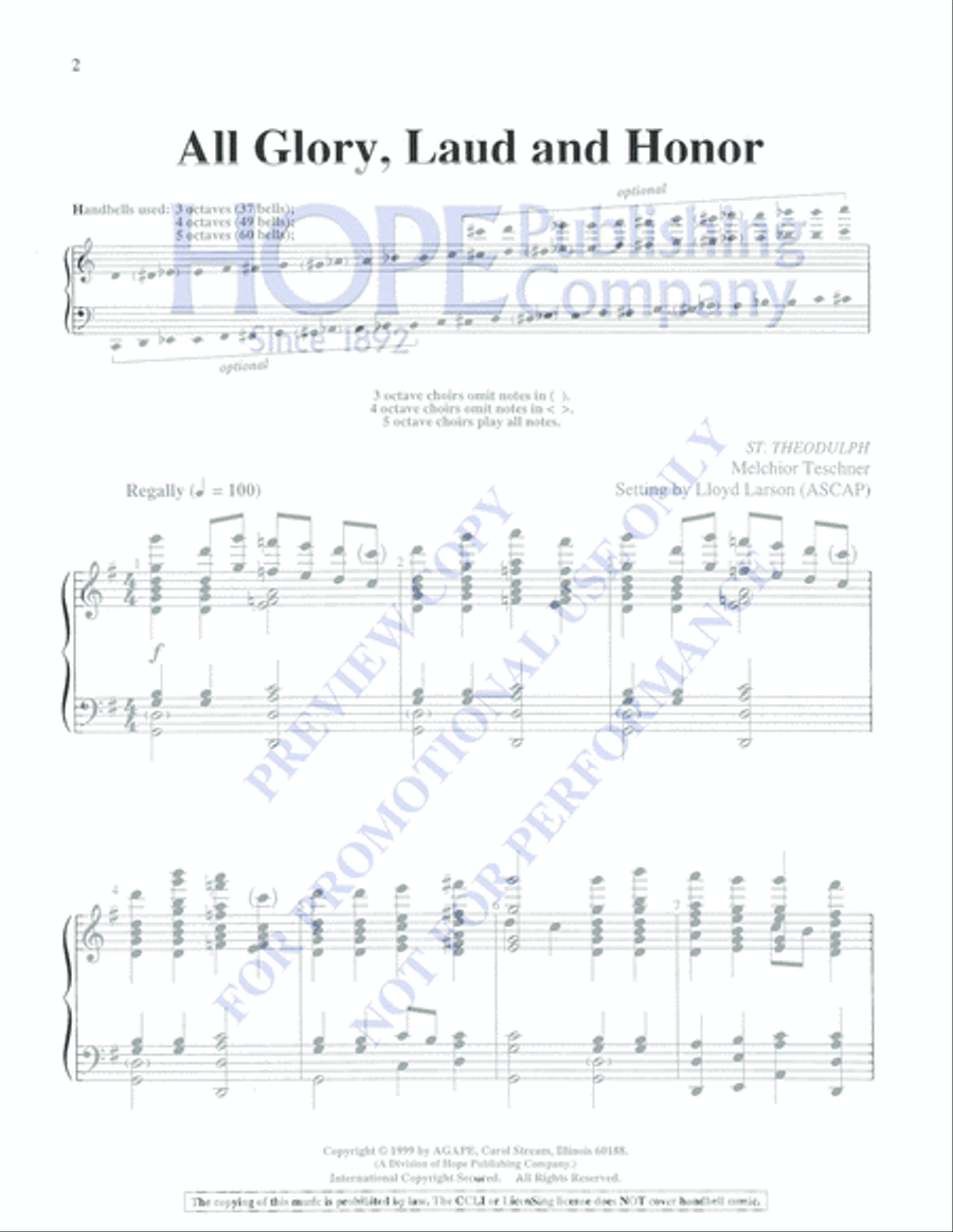All Glory, Laud and Honor 5-Octaves scores gallery preview page 2