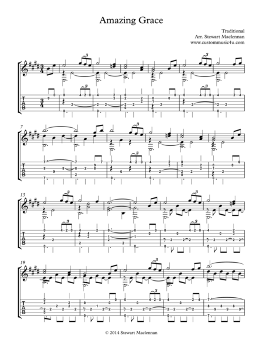 Amazing Grace Acoustic Guitar scores gallery preview page 1