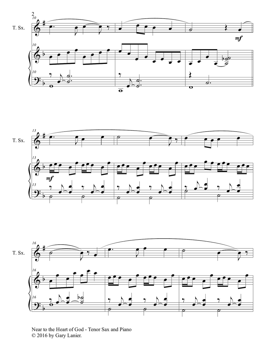NEAR TO THE HEART OF GOD (Duet – Tenor Sax & Piano with Score/Part) Woodwind Duet scores gallery preview page 3