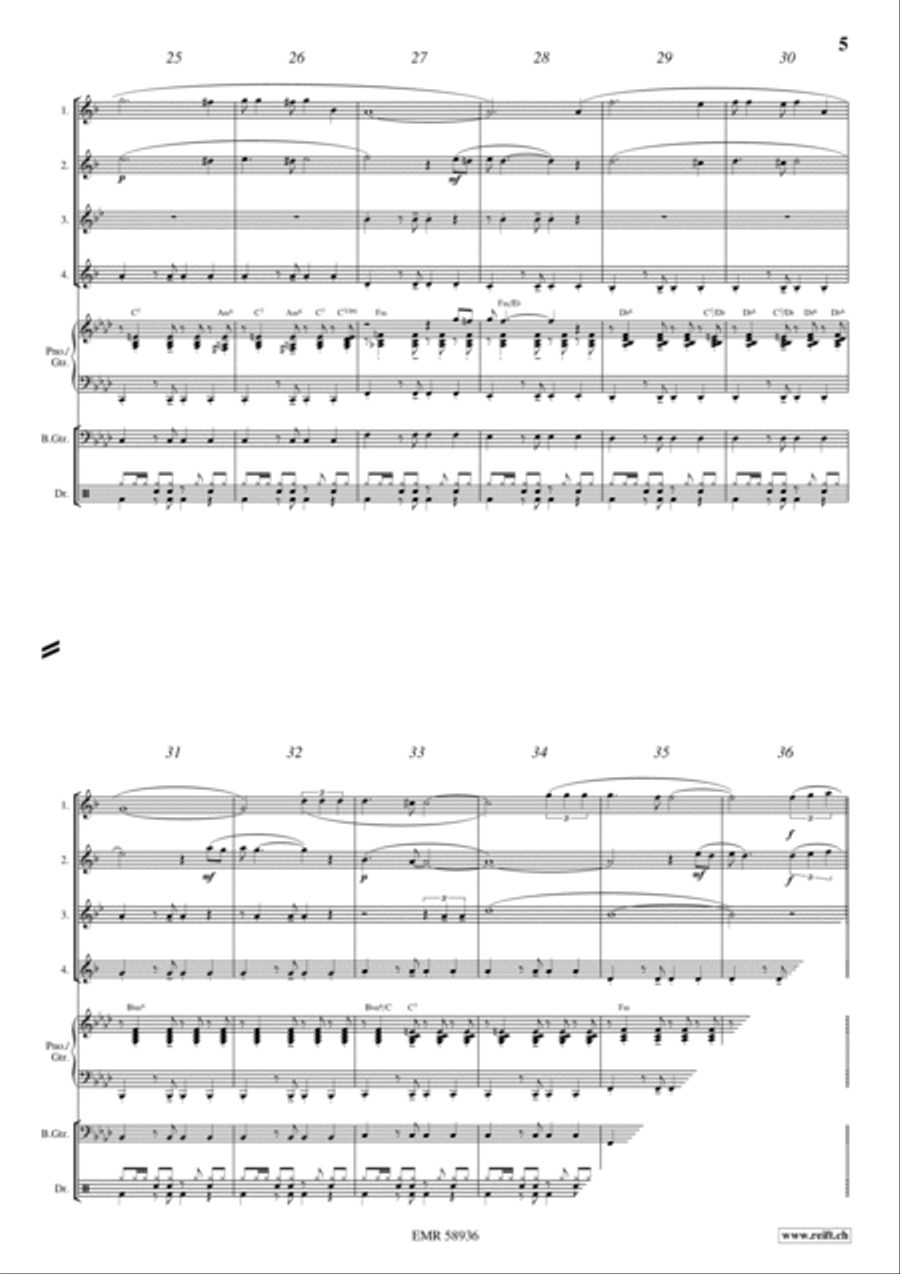 Moonlight Magic Saxophone Quartet scores gallery preview page 5