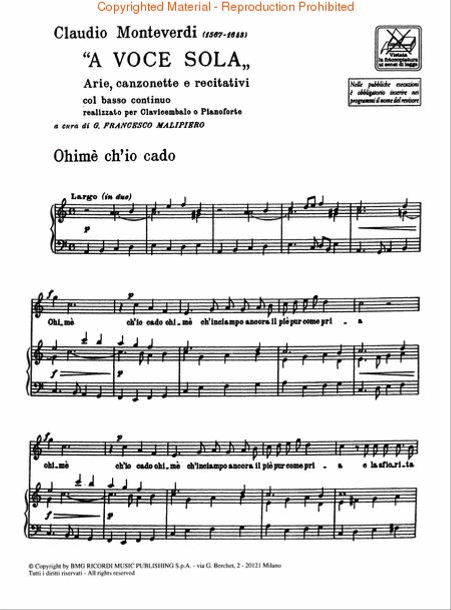 A voce sola (Arie, canzonette e recitative) Voice scores gallery preview page 2
