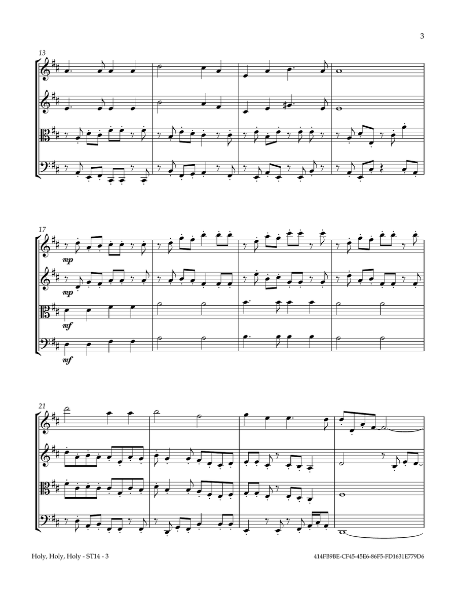 Holy, Holy, Holy String Quartet scores gallery preview page 5