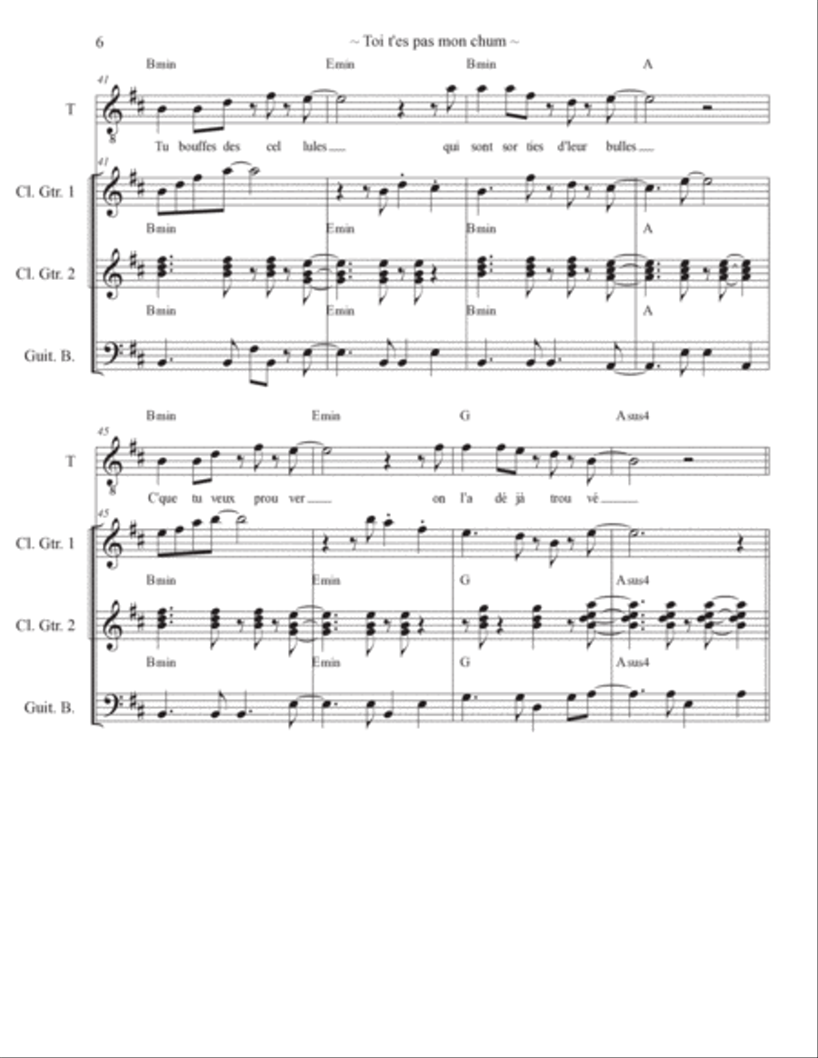 Toi t'es pas mon chum ! Electric Guitar scores gallery preview page 6