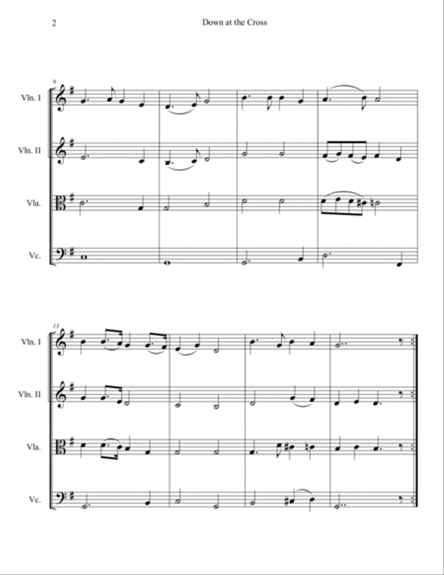 Down at the Cross (String Quartet) String Quartet scores gallery preview page 2