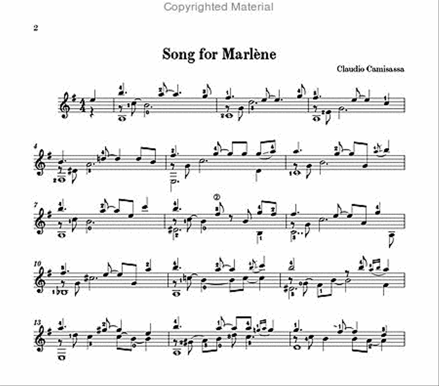 Song for Marlène Classical Guitar scores gallery preview page 2