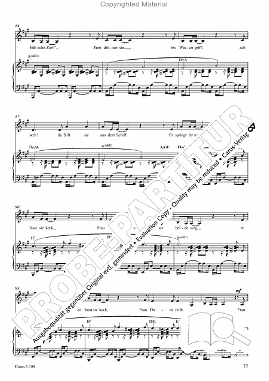 Schindler: Rosenzeit. Ein Liederzyklus uber die Liebe. Chansons fur Singstimme und Klavier Piano scores gallery preview page 78