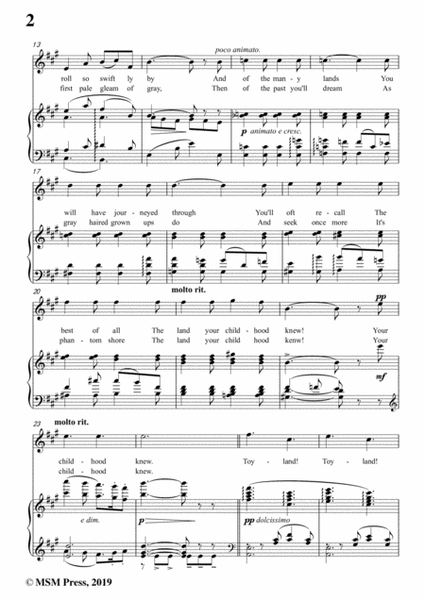 Victor Herbert-Toyland,in A Major,for Voice and Piano image number null