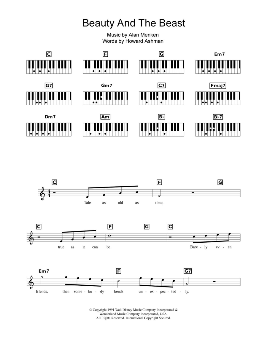 Beauty And The Beast Piano scores gallery preview page 1